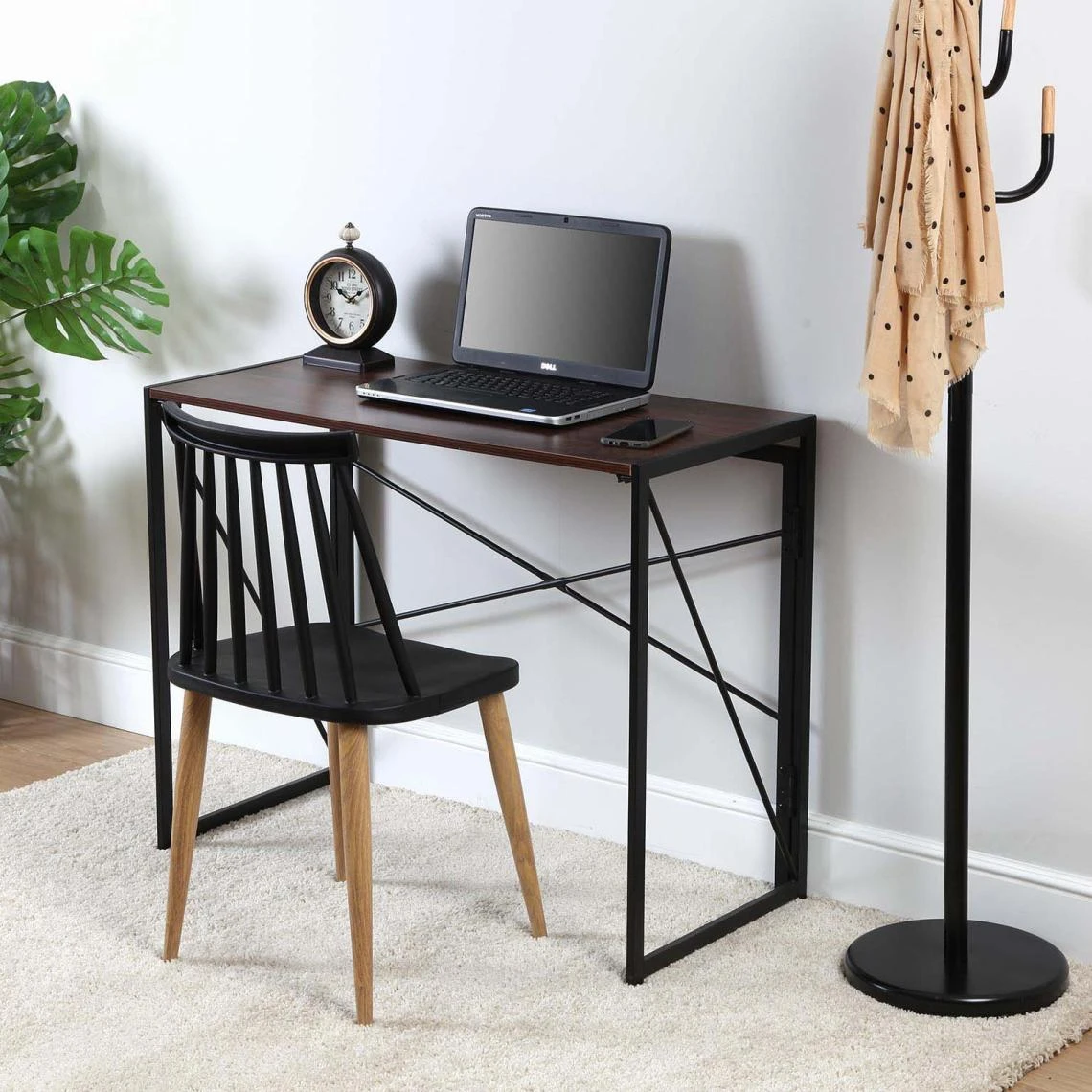 Versa Bureau Pliable En Métal Et Bois Noir. 2 Versa Bureau Pliable En Métal Et Bois Noir. – Image 2