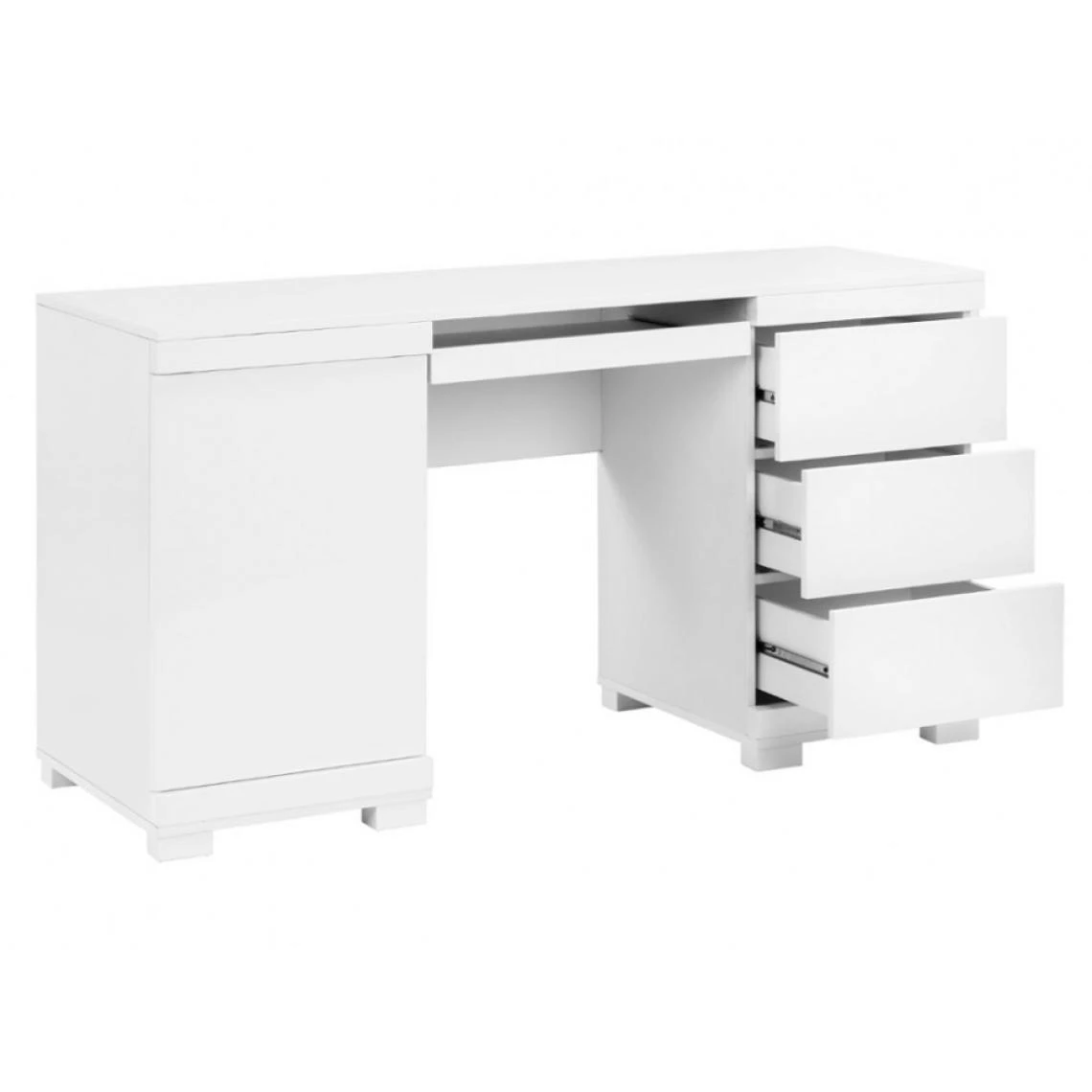 Vente-unique Bureau PLUTON - MDF Laqué Blanc - LEDs - 1 Porte & 3 Tiroirs 5 Vente-unique Bureau PLUTON - MDF Laqué Blanc - LEDs - 1 Porte & 3 Tiroirs – Image 5