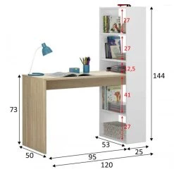 ALTER Bureau Réversible Avec Bibliothèque à Cinq étagères, Couleur Blan... 7 ALTER Bureau Réversible Avec Bibliothèque à Cinq étagères, Couleur Blan... -Magasin Dépôt Privé bureau reversible avec bibliotheque a cinq etageres couleur blanc et chene dimensions 120 x 144 x 53 cm 10585500 27513452 1140x1140