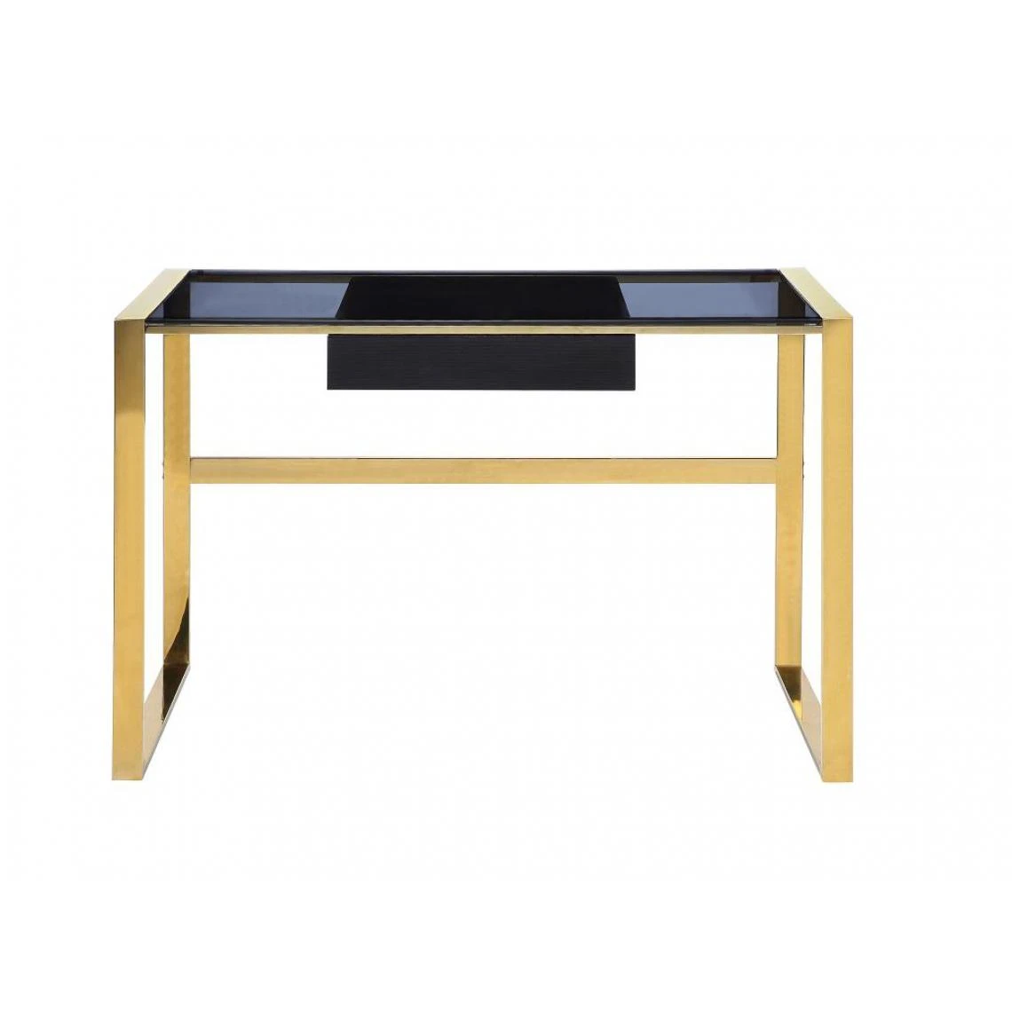 Vente-unique Bureau SALI - 1 Tiroir - Verre Trempé Et Acier - Noir Et Doré 3 Vente-unique Bureau SALI - 1 Tiroir - Verre Trempé Et Acier - Noir Et Doré – Image 3