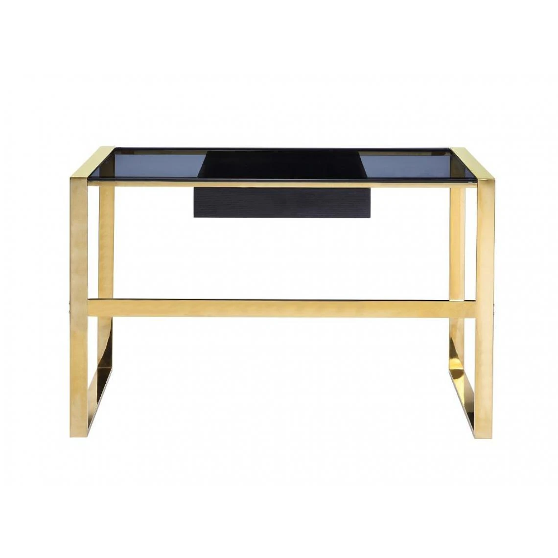 Vente-unique Bureau SALI - 1 Tiroir - Verre Trempé Et Acier - Noir Et Doré 4 Vente-unique Bureau SALI - 1 Tiroir - Verre Trempé Et Acier - Noir Et Doré – Image 4