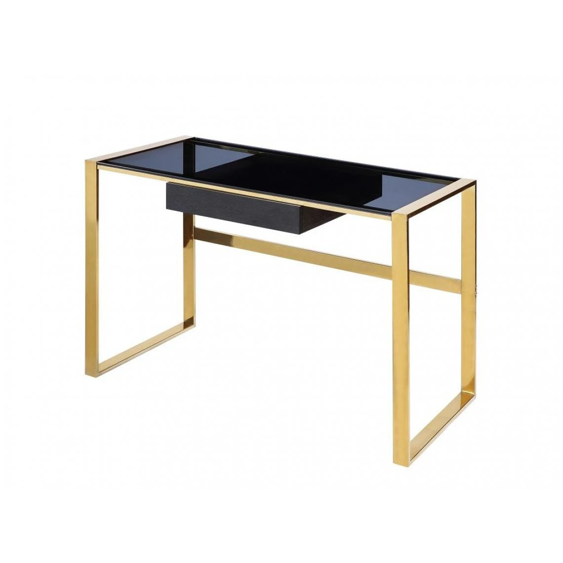 Vente-unique Bureau SALI - 1 Tiroir - Verre Trempé Et Acier - Noir Et Doré 5 Vente-unique Bureau SALI - 1 Tiroir - Verre Trempé Et Acier - Noir Et Doré – Image 5