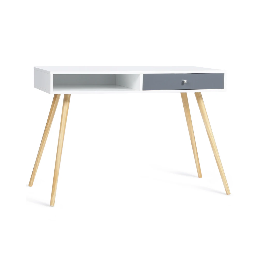 Idmarket Bureau Scandinave EFFIE 1 Tiroir – Bois Blanc Et Gris 2 Idmarket Bureau Scandinave EFFIE 1 Tiroir – Bois Blanc Et Gris – Image 2