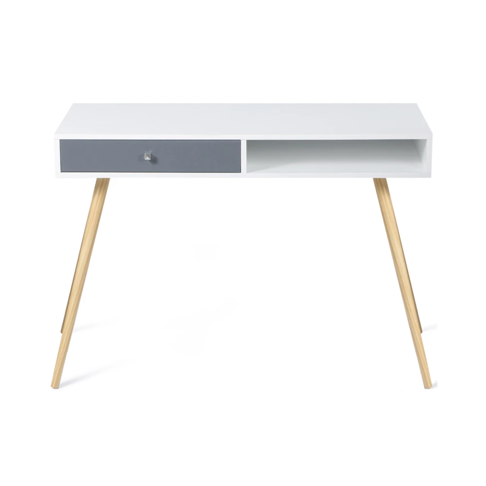 Idmarket Bureau Scandinave EFFIE 1 Tiroir – Bois Blanc Et Gris 4 Idmarket Bureau Scandinave EFFIE 1 Tiroir – Bois Blanc Et Gris – Image 4