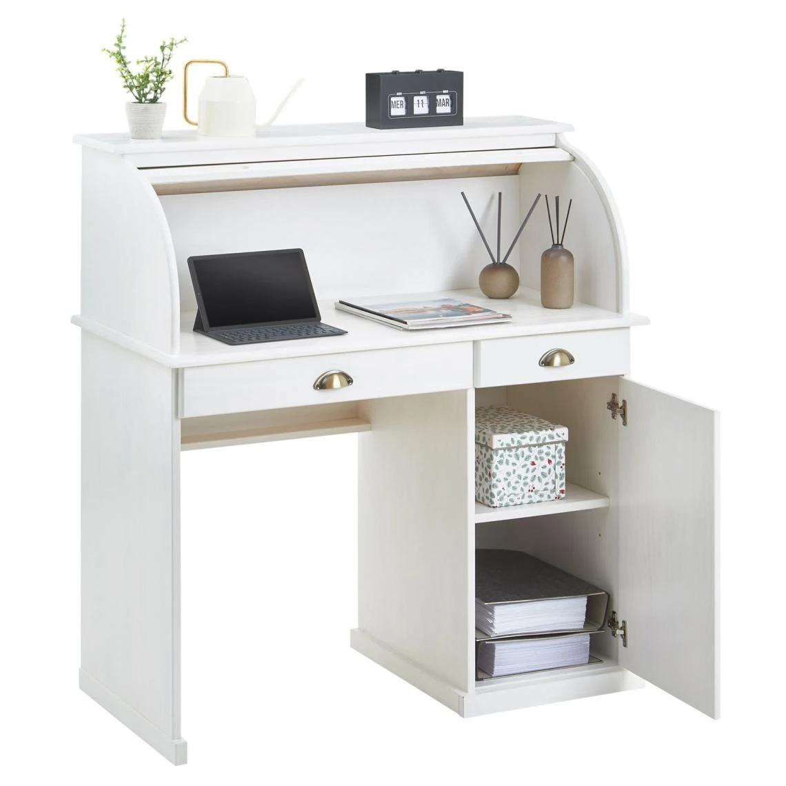 IDIMEX Bureau Secrétaire TOM Avec 2 Tiroirs Et 1 Porte En Pin Massif Lasuré... 3 IDIMEX Bureau Secrétaire TOM Avec 2 Tiroirs Et 1 Porte En Pin Massif Lasuré... – Image 3