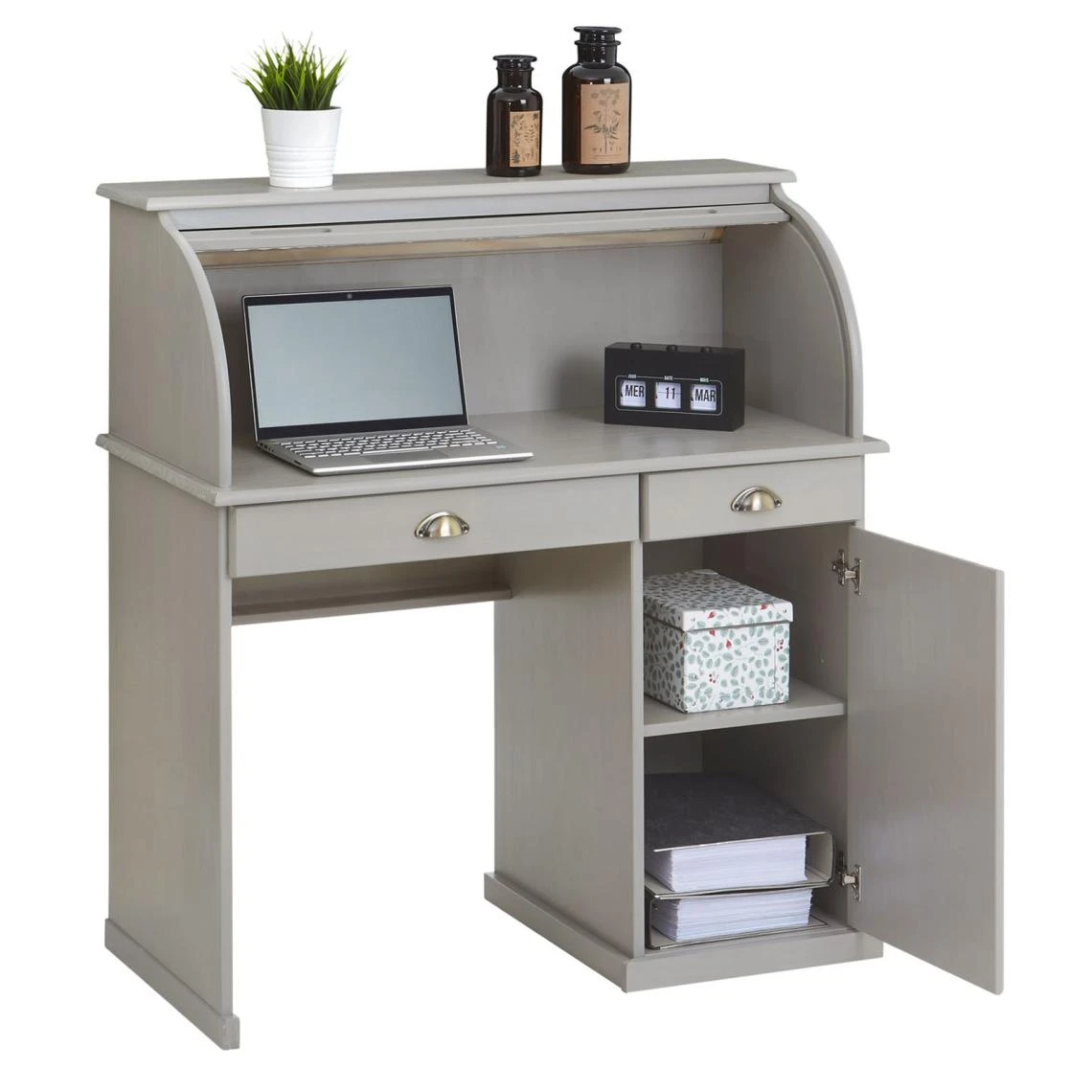 IDIMEX Bureau Secrétaire TOM Avec 2 Tiroirs Et 1 Porte En Pin Massif Lasuré... 3 IDIMEX Bureau Secrétaire TOM Avec 2 Tiroirs Et 1 Porte En Pin Massif Lasuré... – Image 3