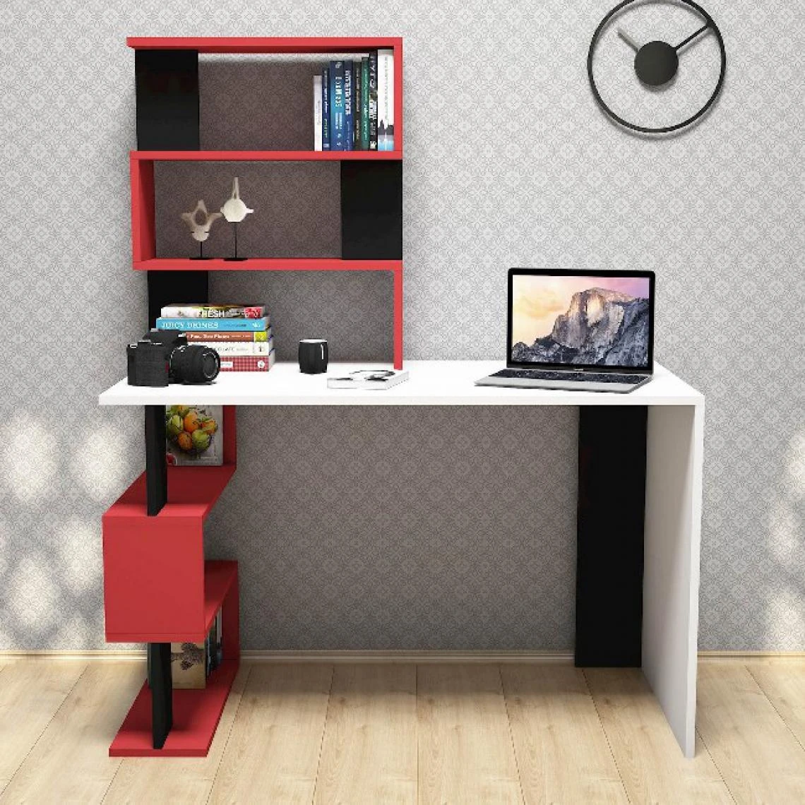 Homemania Bureau Snap - Studio, Chambre à Coucher - Blanc, Rouge, Noir En Bague... 1 Homemania Bureau Snap - Studio, Chambre à Coucher - Blanc, Rouge, Noir En Bague...