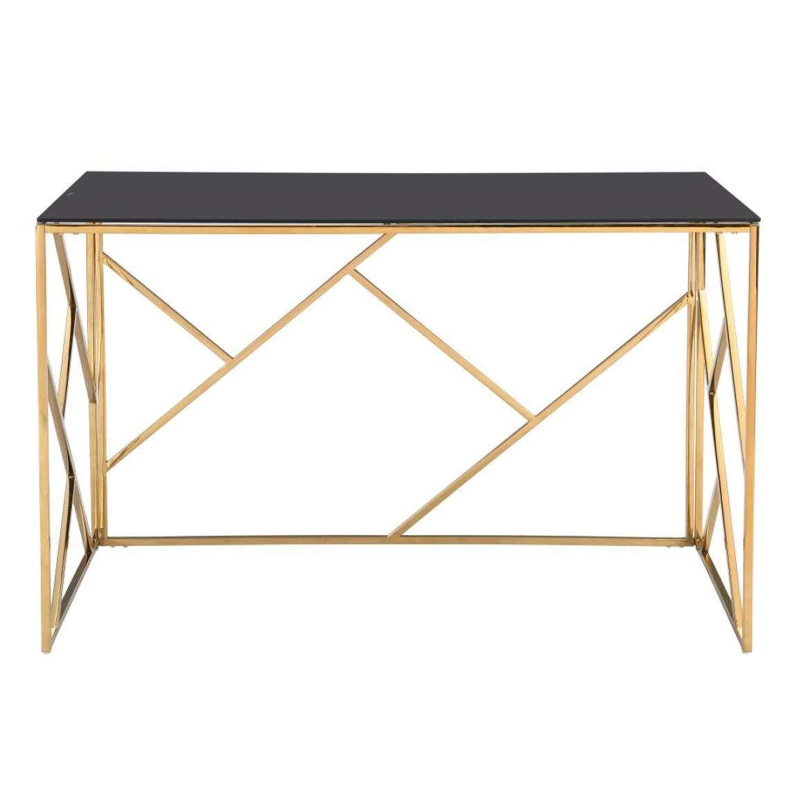 Vente-unique Bureau En Verre Trempé Et Acier - Doré Et Noir - ATHENA 4 Vente-unique Bureau En Verre Trempé Et Acier - Doré Et Noir - ATHENA – Image 4