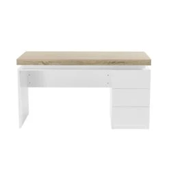 Vente-unique Bureau Avec 3 Tiroirs Et LEDs - MDF Laqué Blanc Et Naturel - HALO -Magasin Dépôt Privé bureau traditionnel halo 12978784 35262448 1140x1140