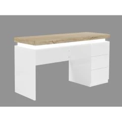 Vente-unique Bureau Avec 3 Tiroirs Et LEDs - MDF Laqué Blanc Et Naturel - HALO -Magasin Dépôt Privé bureau traditionnel halo 12978784 35262452 1140x1140