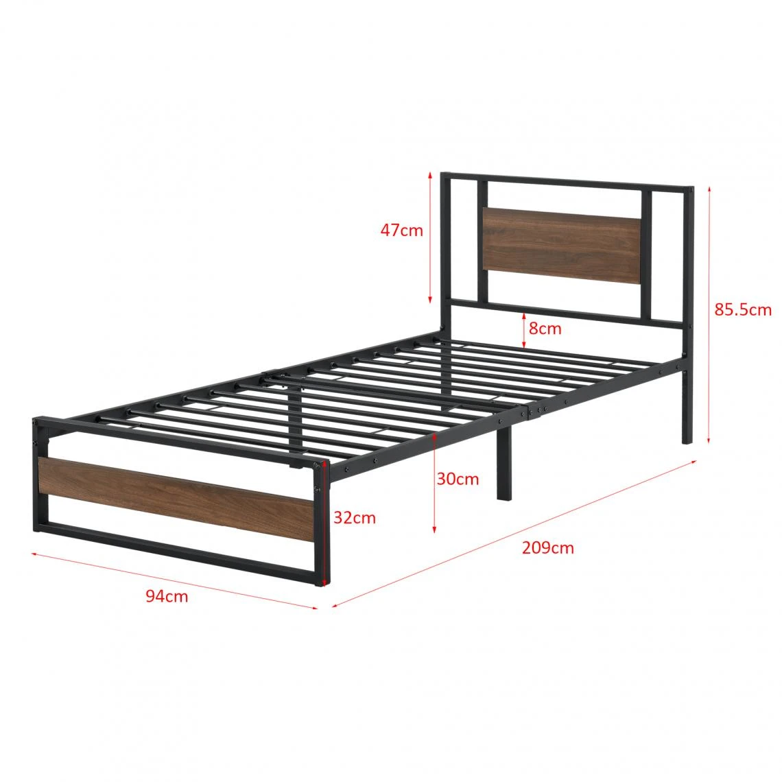 En.casa Cadre De Lit Simple Villach Matelas 90 X 200 Cm Noir Mat Effet Noyer [... 3 En.casa Cadre De Lit Simple Villach Matelas 90 X 200 Cm Noir Mat Effet Noyer [... – Image 3