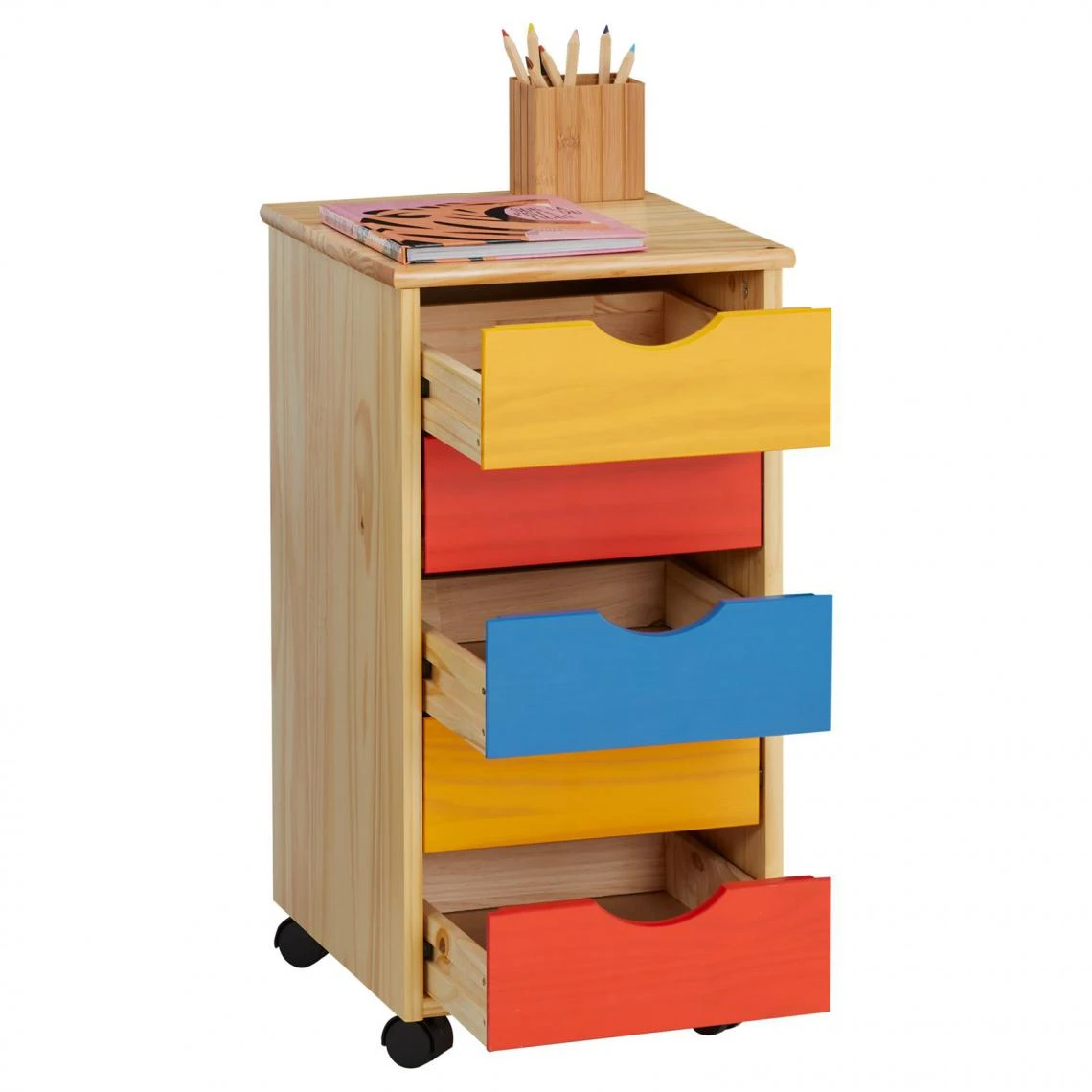 IDIMEX Caisson De Bureau Sur Roulettes LAGOS, Avec 5 Tiroirs Lasuré Multicol... 3 IDIMEX Caisson De Bureau Sur Roulettes LAGOS, Avec 5 Tiroirs Lasuré Multicol... – Image 3