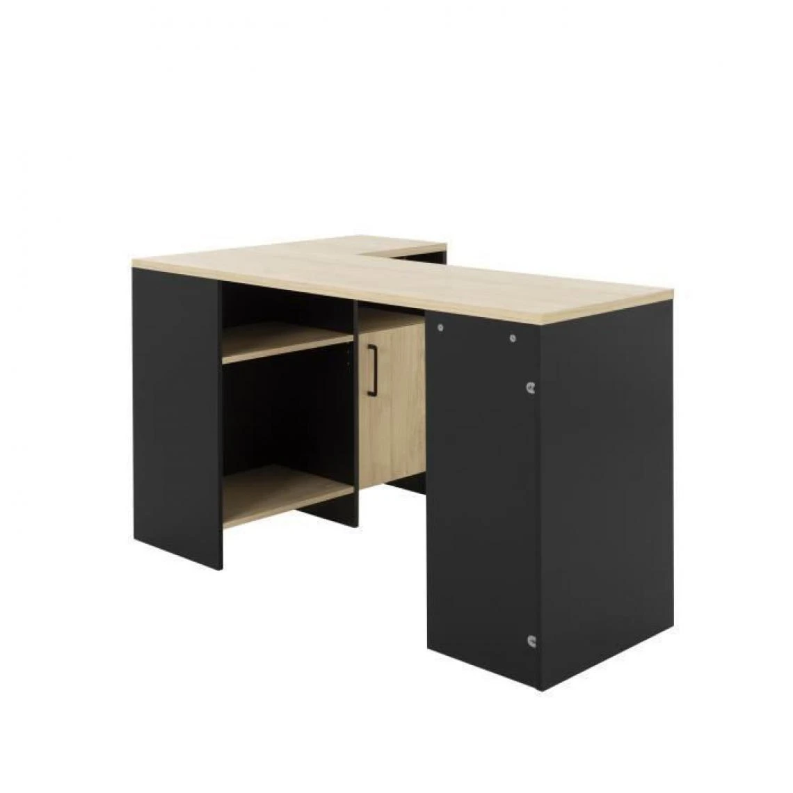 BUT Bureau D'angle KOOPER Imitation Chêne Et Noir 5 BUT Bureau D'angle KOOPER Imitation Chêne Et Noir – Image 5