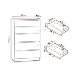 Bestmobilier Celia - Commode 5 Tiroirs - Bois - 70 Cm - Style Contemporain -Magasin Dépôt Privé celia commode 5 tiroirs bois 70 cm style contemporain 12787102 34377828 1140x1140