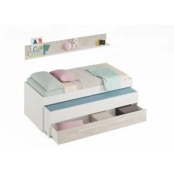 ALTER Chambre D'enfant Avec Lit Et étagère, Coloris Blanc, Dimensions 199 ...