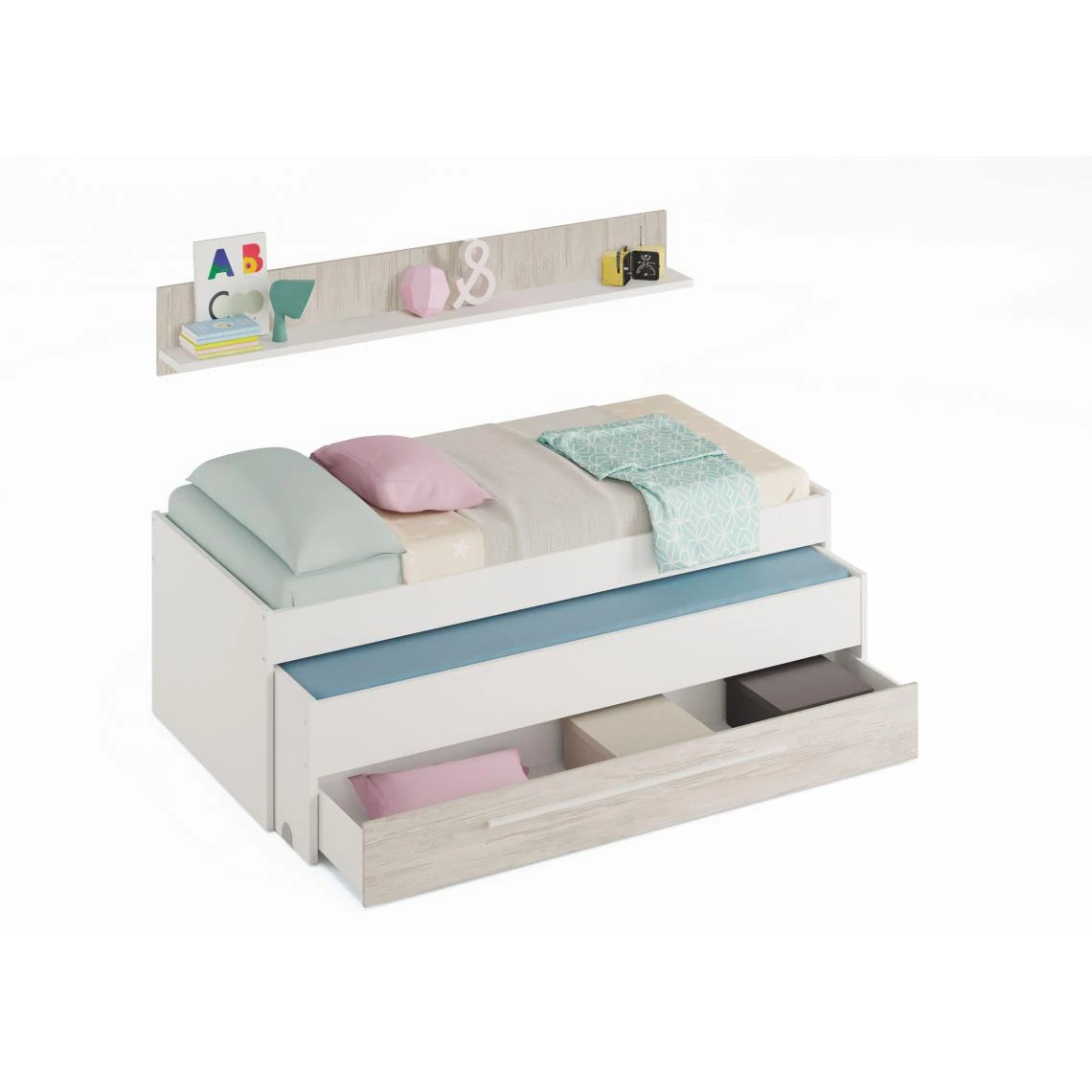 ALTER Chambre D'enfant Avec Lit Et étagère, Coloris Blanc, Dimensions 199 ... 1 ALTER Chambre D'enfant Avec Lit Et étagère, Coloris Blanc, Dimensions 199 ...