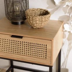 MACABANE Chevet 1 Tiroir Cannage Naturel Pieds Métal Noir MARCEAU -Magasin Dépôt Privé chevet 1 tiroir cannage naturel pieds metal noir marceau 712300 3 1140x1140