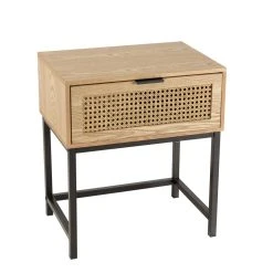 MACABANE Chevet 1 Tiroir Cannage Naturel Pieds Métal Noir MARCEAU -Magasin Dépôt Privé chevet 1 tiroir cannage naturel pieds metal noir marceau 712300 4 1140x1140