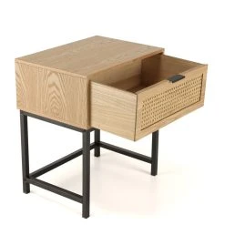 MACABANE Chevet 1 Tiroir Cannage Naturel Pieds Métal Noir MARCEAU -Magasin Dépôt Privé chevet 1 tiroir cannage naturel pieds metal noir marceau 712300 5 1140x1140