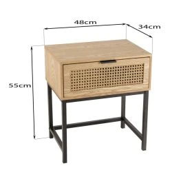 MACABANE Chevet 1 Tiroir Cannage Naturel Pieds Métal Noir MARCEAU -Magasin Dépôt Privé chevet 1 tiroir cannage naturel pieds metal noir marceau 712300 8 1140x1140