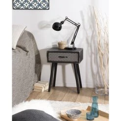 MACABANE Chevet 1 Tiroir Pin Noir Mat 56x31cm Battambang -Magasin Dépôt Privé chevet 1 tiroir pin noir mat 56x31cm battambang design 1207865 4 1140x1140