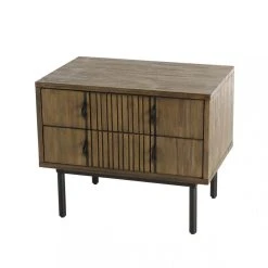 MACABANE Chevet 2 Tiroirs Acacia Pieds Métal GINO -Magasin Dépôt Privé chevet 2 tiroirs acacia pieds metal gino design 834000 2 1140x1140