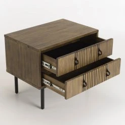 MACABANE Chevet 2 Tiroirs Acacia Pieds Métal GINO -Magasin Dépôt Privé chevet 2 tiroirs acacia pieds metal gino design 834000 6 1140x1140