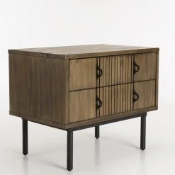MACABANE Chevet 2 Tiroirs Acacia Pieds Métal GINO -Magasin Dépôt Privé chevet 2 tiroirs acacia pieds metal gino design 834000 8 1140x1140