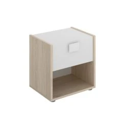 Vente-unique Table De Chevet SONIA - 1 Tiroir Et 1 Niche - Coloris : Chêne Et Blan... -Magasin Dépôt Privé chevet 380329