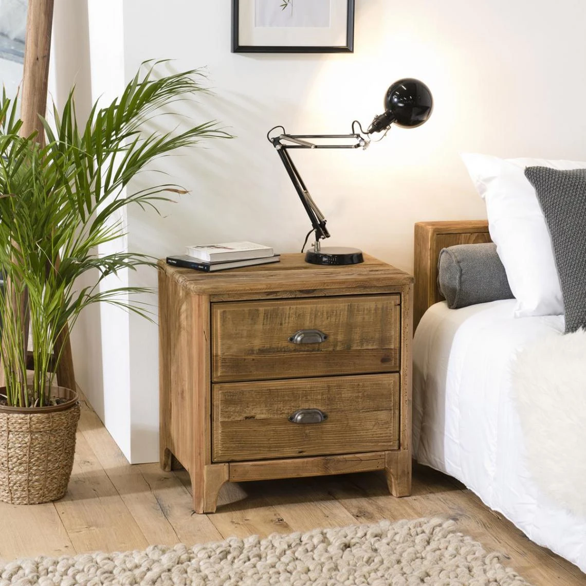 MACABANE Chevet ANDRIAN 2 Tiroirs Bois Pin Recyclé 1 MACABANE Chevet ANDRIAN 2 Tiroirs Bois Pin Recyclé