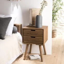 MACABANE Chevet ANDY Scandi Bois 2 Tiroirs Sapin