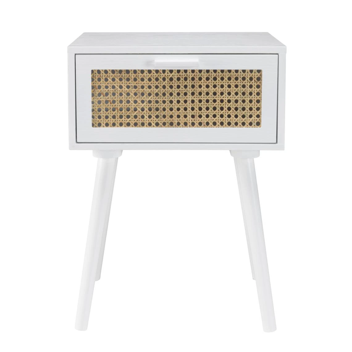 MACABANE Chevet Blanc 1 Tiroir Cannage Naturel SANDRO 5 MACABANE Chevet Blanc 1 Tiroir Cannage Naturel SANDRO – Image 5