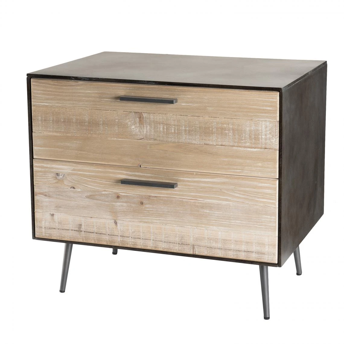 MACABANE Chevet 2 Tiroirs Sapin Et Pieds Métal CARLA 2 MACABANE Chevet 2 Tiroirs Sapin Et Pieds Métal CARLA – Image 2