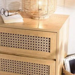 MACABANE Chevet Marron 2 Tiroirs Effet Cannage Pieds Métal Noir CHARLIE -Magasin Dépôt Privé chevet marron 2 tiroirs effet cannage pieds metal noir charlie 737105 3 1140x1140