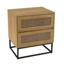 MACABANE Chevet Marron 2 Tiroirs Effet Cannage Pieds Métal Noir CHARLIE -Magasin Dépôt Privé chevet marron 2 tiroirs effet cannage pieds metal noir charlie 737105 4 1140x1140