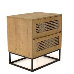 MACABANE Chevet Marron 2 Tiroirs Effet Cannage Pieds Métal Noir CHARLIE -Magasin Dépôt Privé chevet marron 2 tiroirs effet cannage pieds metal noir charlie 737105 6 1140x1140