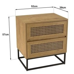 MACABANE Chevet Marron 2 Tiroirs Effet Cannage Pieds Métal Noir CHARLIE -Magasin Dépôt Privé chevet marron 2 tiroirs effet cannage pieds metal noir charlie 737105 8 1140x1140