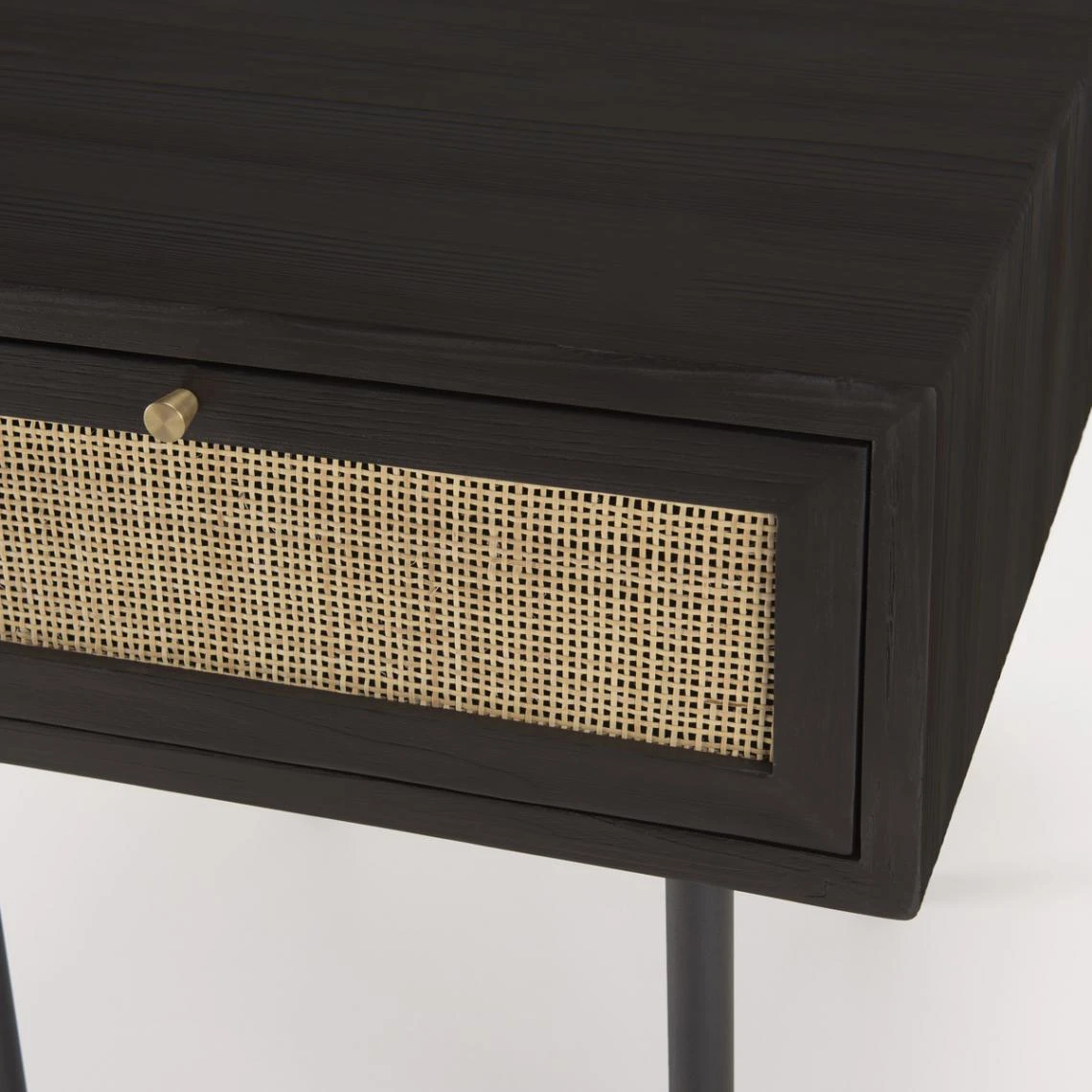MACABANE Chevet Noir 1 Tiroir Cannage YANIS 5 MACABANE Chevet Noir 1 Tiroir Cannage YANIS – Image 5