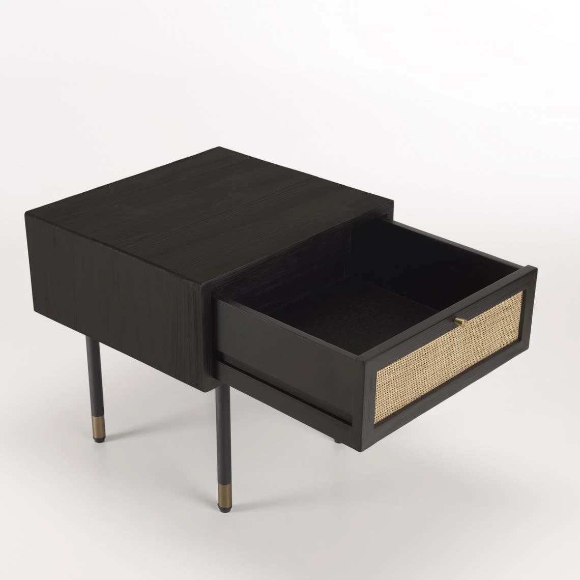 MACABANE Chevet Noir 1 Tiroir Cannage YANIS 6 MACABANE Chevet Noir 1 Tiroir Cannage YANIS – Image 6