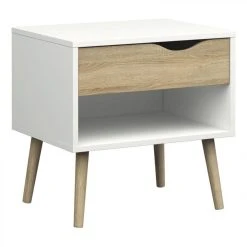 BUT Chevet OSLO Blanc/ Imitation Chêne