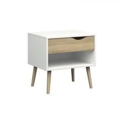 BUT Chevet OSLO Blanc/ Imitation Chêne -Magasin Dépôt Privé chevet oslo blanc imitation chene 9156055 23896895 1140x1140