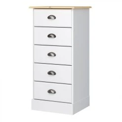 Zandiara Chiffonnier 5 Tiroirs HAMPTON Blanc Et Pin Massif -Magasin Dépôt Privé chiffonnier 5 tiroirs hampton blanc et pin massif 9156341 23898189 1140x1140