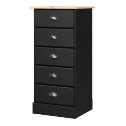 Zandiara Chiffonnier 5 Tiroirs HAMPTON Noir Et Pin Massif -Magasin Dépôt Privé chiffonnier 5 tiroirs hampton noir et pin massif 9156107 23897117 1140x1140