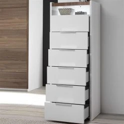 NOUVOMEUBLE Chiffonnier LED Blanc Et Couleur Noyer Foncé DELFINO -Magasin Dépôt Privé chiffonnier led blanc et couleur noyer fonce delfino 10563456 27451308 1140x1140