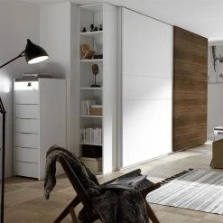 NOUVOMEUBLE Chiffonnier LED Blanc Et Couleur Noyer Foncé DELFINO -Magasin Dépôt Privé chiffonnier led blanc et couleur noyer fonce delfino 10563456 27451310 1140x1140