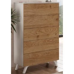 Pegane Chiffonnier, Meuble De Rangement Coloris Andersen/blanc - Longueur 60 ...