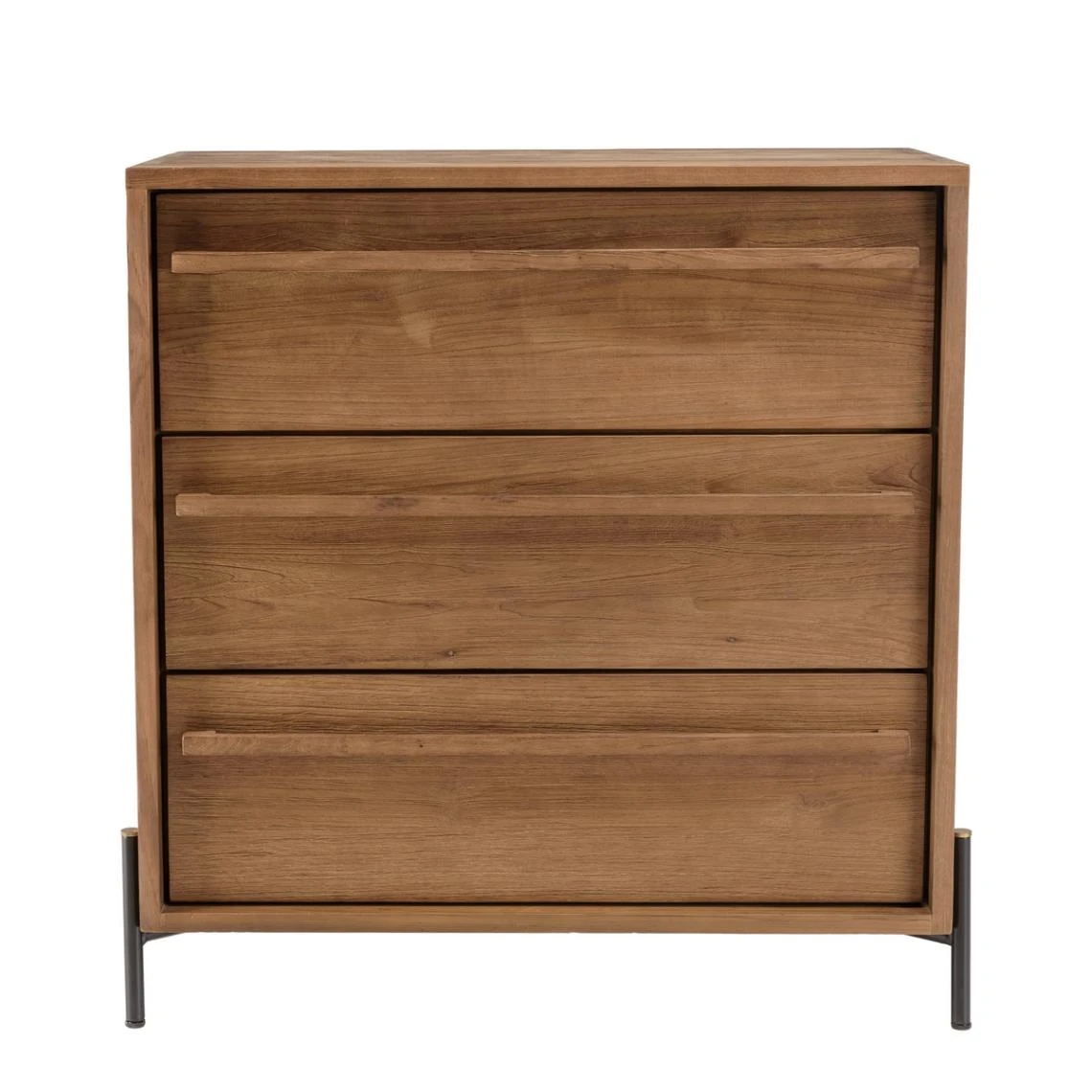 MACABANE Commode 3 Tiroirs En Bois De Teck Recyclé Pieds En Métal Noir 3 MACABANE Commode 3 Tiroirs En Bois De Teck Recyclé Pieds En Métal Noir – Image 3