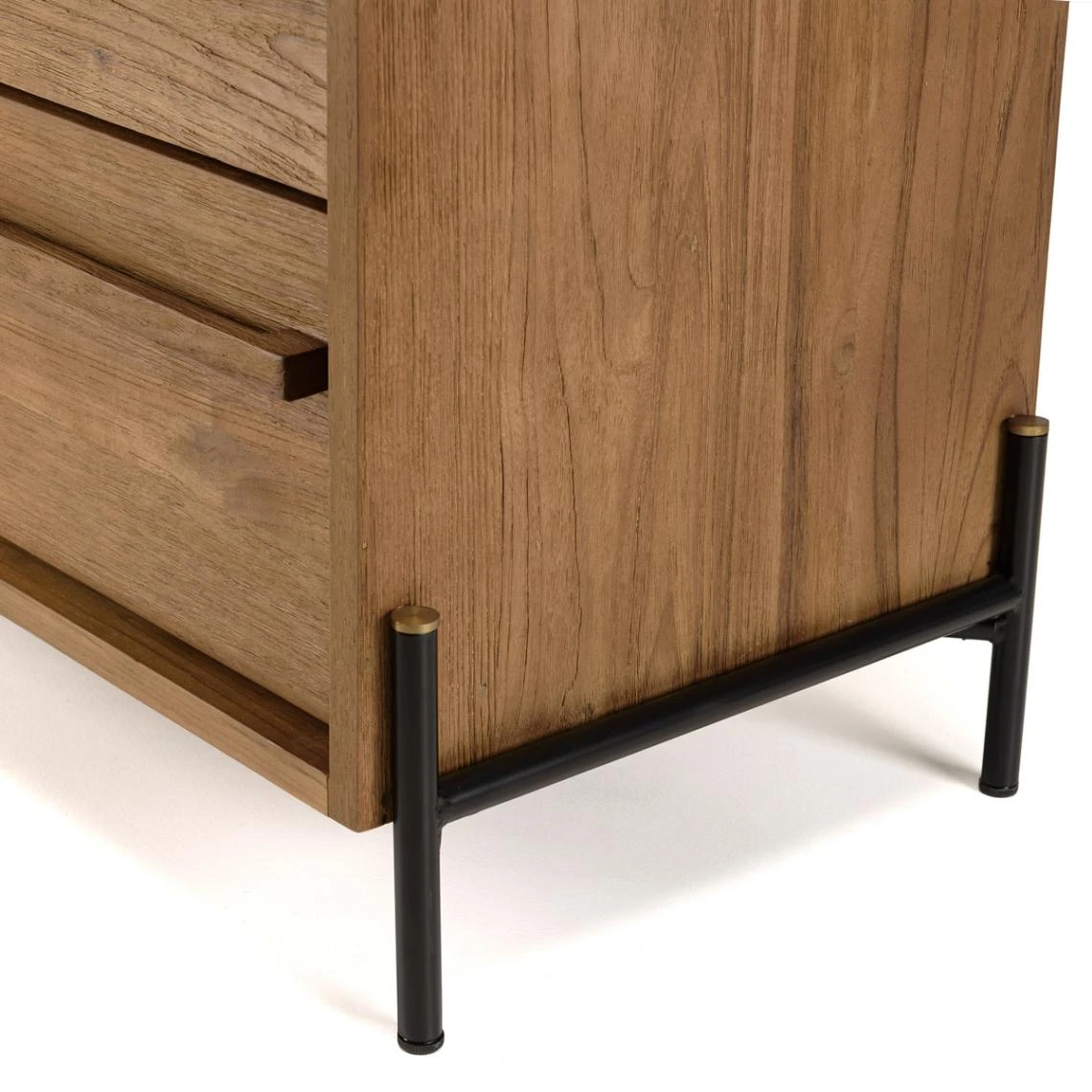 MACABANE Commode 3 Tiroirs En Bois De Teck Recyclé Pieds En Métal Noir 7 MACABANE Commode 3 Tiroirs En Bois De Teck Recyclé Pieds En Métal Noir – Image 7