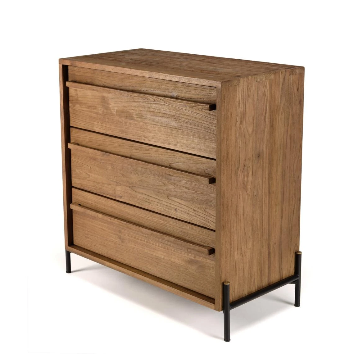 MACABANE Commode 3 Tiroirs En Bois De Teck Recyclé Pieds En Métal Noir 9 MACABANE Commode 3 Tiroirs En Bois De Teck Recyclé Pieds En Métal Noir – Image 9