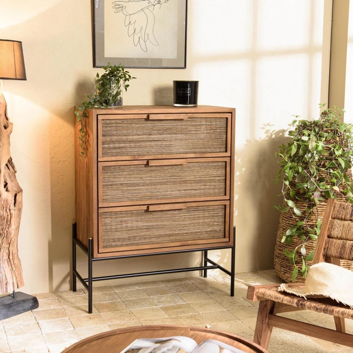 MACABANE Commode 3 Tiroirs En Bois De Teck Recyclé 1 MACABANE Commode 3 Tiroirs En Bois De Teck Recyclé